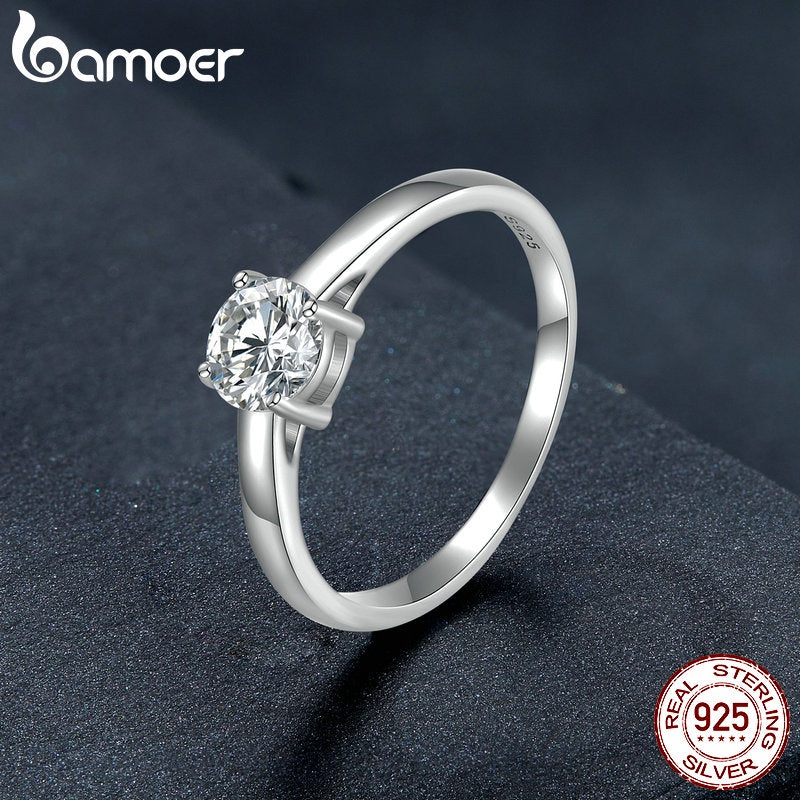Bamoer 0.6ct Anel Moissanita 925 Prata Design Simples Jóias Presente De Luxo Para Mulheres