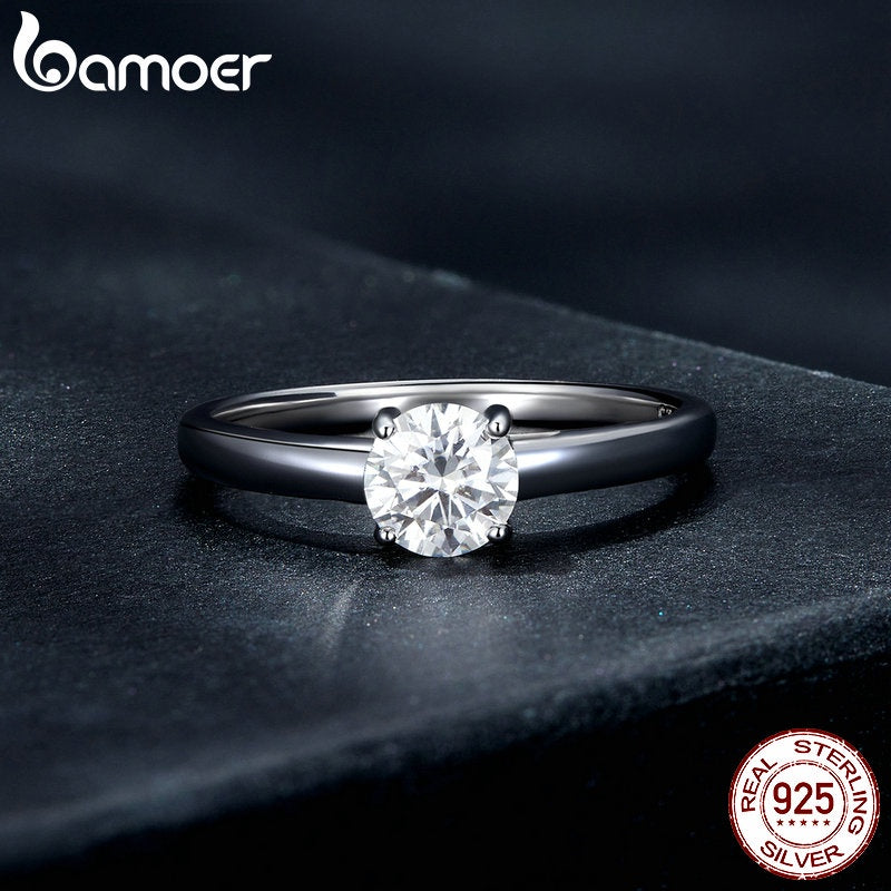 Bamoer 0.6ct Anel Moissanita 925 Prata Design Simples Jóias Presente De Luxo Para Mulheres