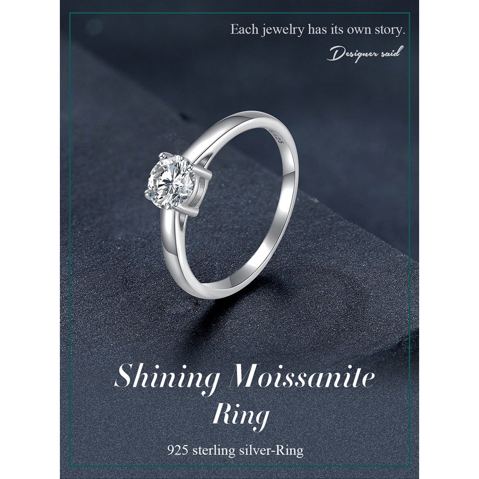 Bamoer 0.6ct Anel Moissanita 925 Prata Design Simples Jóias Presente De Luxo Para Mulheres